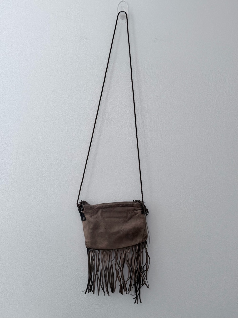 HAKEI Handcrafted Leather Fringe Crossbody Bag Brown Boho Western Purse